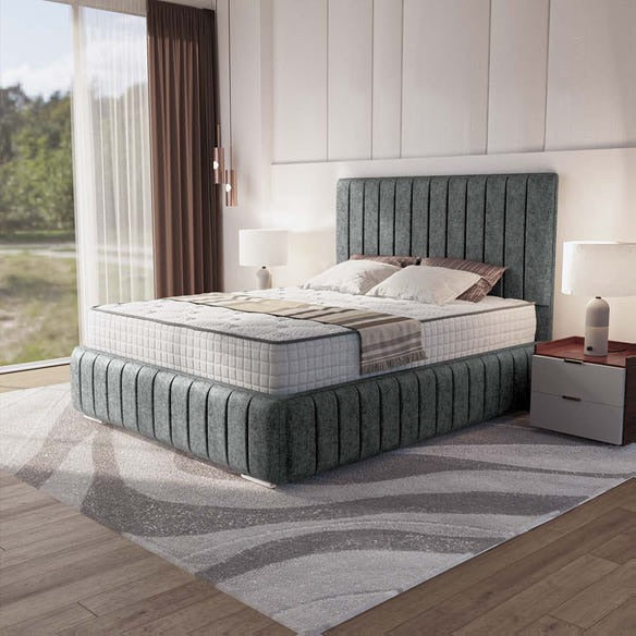 Milan Upholstered Bed - Charcoal Chenille