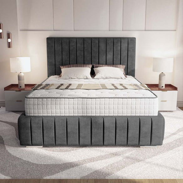 Milan Upholstered Bed - Charcoal Coniston
