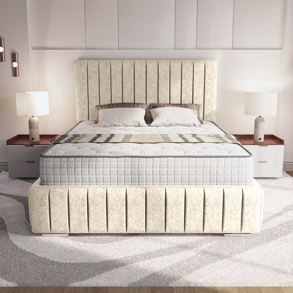 Milan Upholstered Bed - Cream Chenille