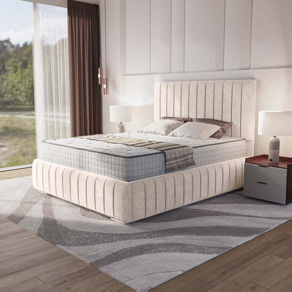 Milan Upholstered Bed - Cream Naples