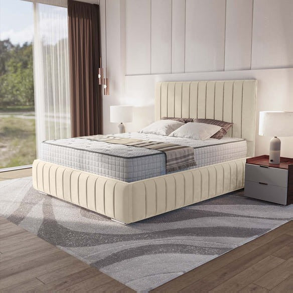 Milan Upholstered Bed - Cream Plush Velvet