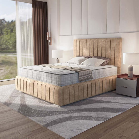 Milan Upholstered Bed - Mink Coniston