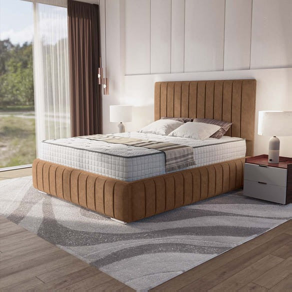 Milan Upholstered Bed - Mink Naples