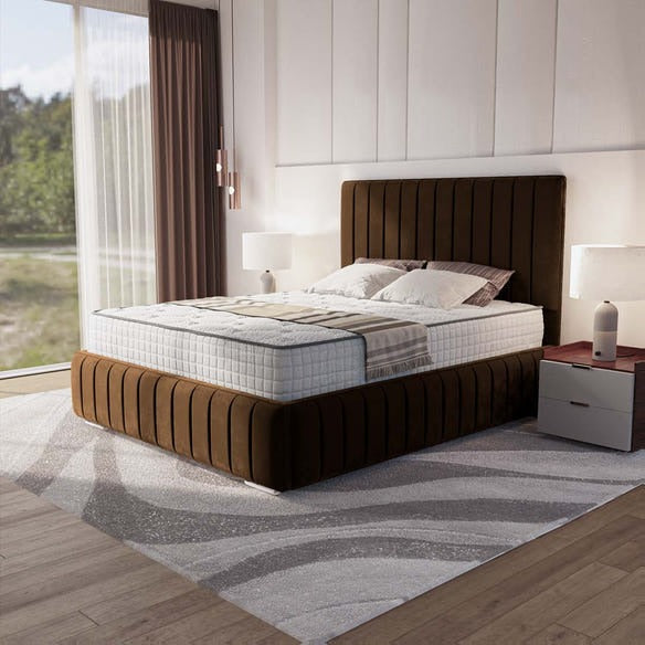 Milan Upholstered Bed - Mocca Plush Velvet