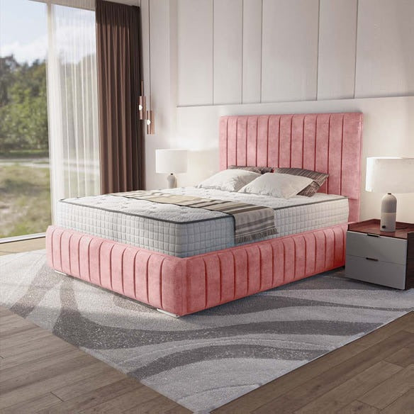 Milan Upholstered Bed - Pink Coniston