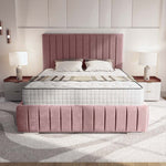 Milan Upholstered Bed - Pink Plush Velvet