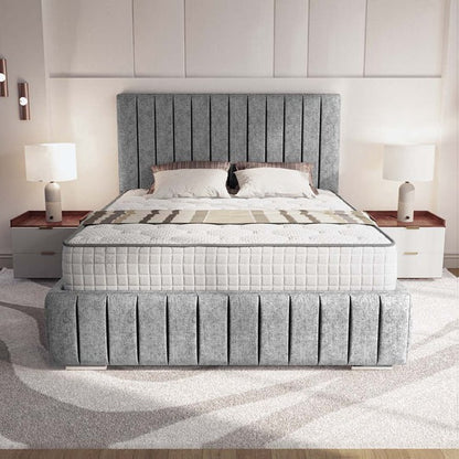 Milan Upholstered Bed - Silver Chenille