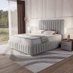 Milan Upholstered Bed - Silver Linoso