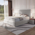 Milan Upholstered Bed - Silver Plush Velvet