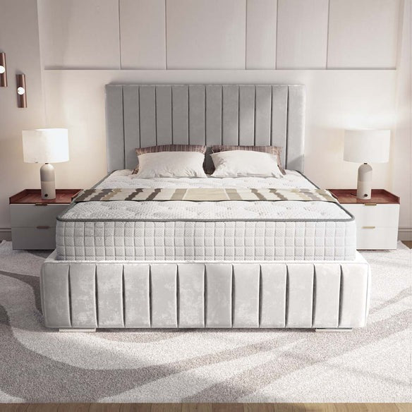Milan Upholstered Bed - Silver Plush Velvet