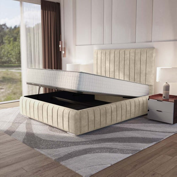 Milan Upholstered Ottoman Bed - Almond Coniston