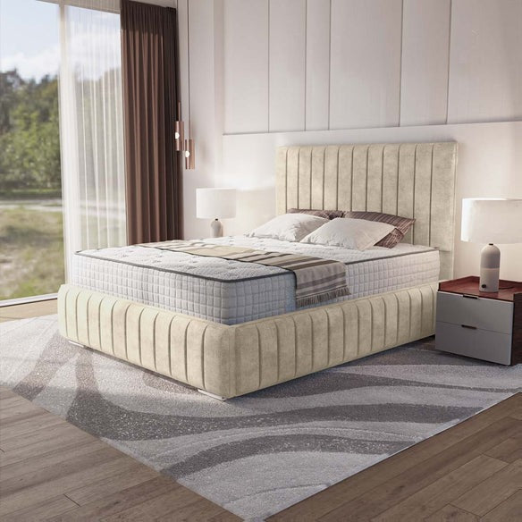 Milan Upholstered Ottoman Bed - Almond Coniston