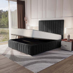 Milan Upholstered Ottoman Bed - Black Naples