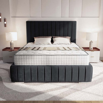 Milan Upholstered Ottoman Bed - Black Plush Velvet