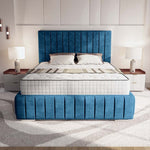 Milan Upholstered Ottoman Bed - Blue Coniston
