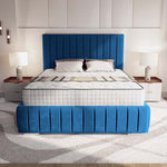 Milan Upholstered Ottoman Bed - Blue Plush Velvet