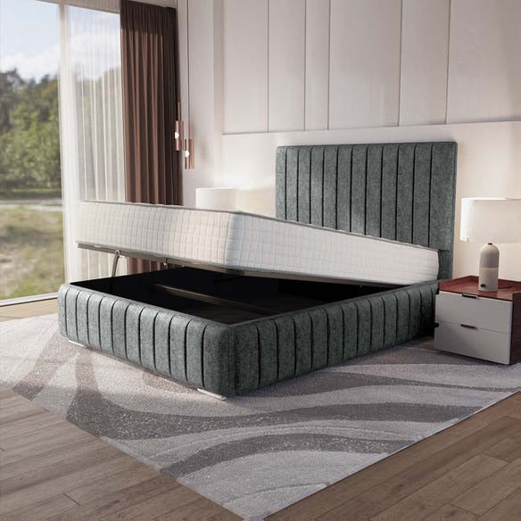Milan Upholstered Ottoman Bed - Charcoal Chenille