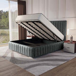 Milan Upholstered Ottoman Bed - Charcoal Chenille