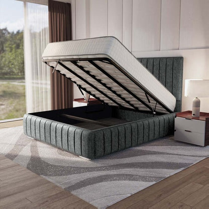 Milan Upholstered Ottoman Bed - Charcoal Chenille