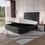 Milan Upholstered Ottoman Bed - Charcoal Coniston