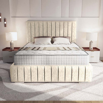 Milan Upholstered Ottoman Bed - Cream Chenille