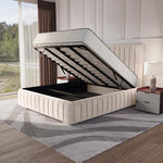Milan Upholstered Ottoman Bed - Cream Naples