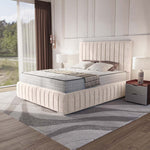 Milan Upholstered Ottoman Bed - Cream Naples