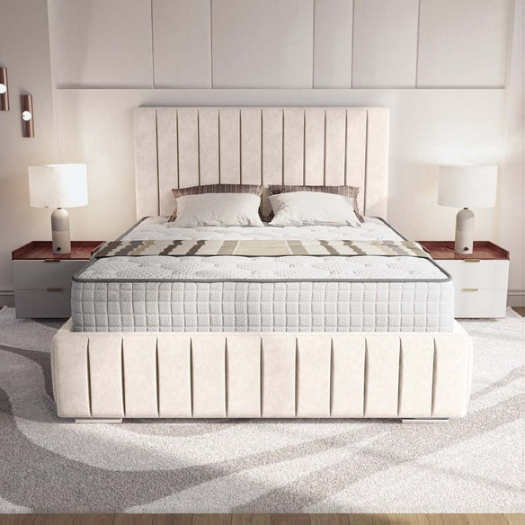 Milan Upholstered Ottoman Bed - Cream Naples
