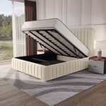 Milan Upholstered Ottoman Bed - Cream Plush Velvet
