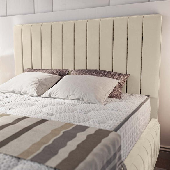 Milan Upholstered Ottoman Bed - Cream Plush Velvet