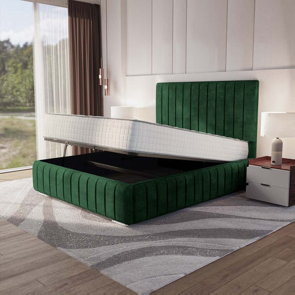 Milan Upholstered Ottoman Bed - Emerald Coniston