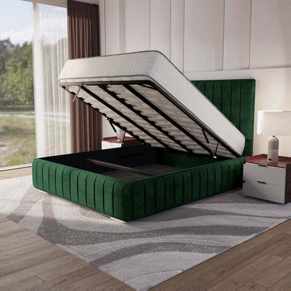 Milan Upholstered Ottoman Bed - Emerald Coniston