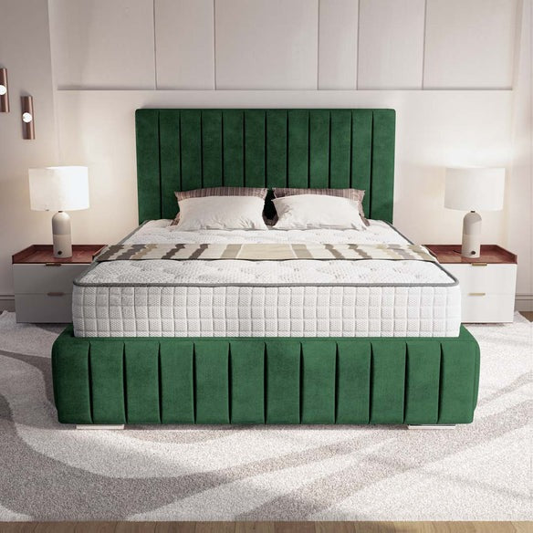 Milan Upholstered Ottoman Bed - Emerald Coniston