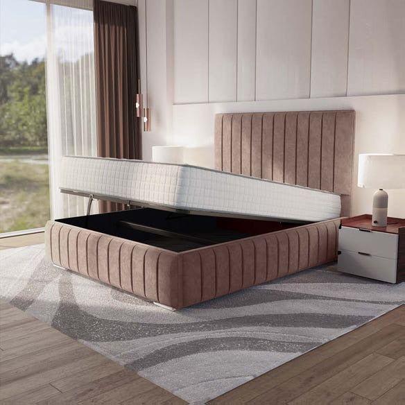 Milan Upholstered Ottoman Bed - Mauve Naples