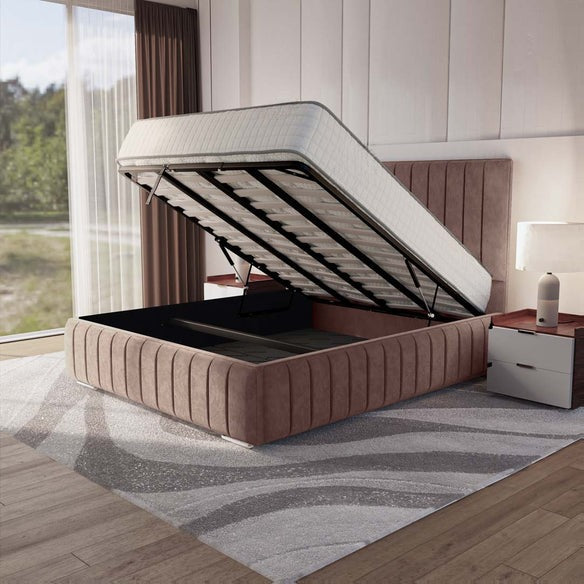 Milan Upholstered Ottoman Bed - Mauve Naples