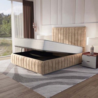 Milan Upholstered Ottoman Bed - Mink Coniston