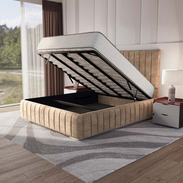 Milan Upholstered Ottoman Bed - Mink Coniston
