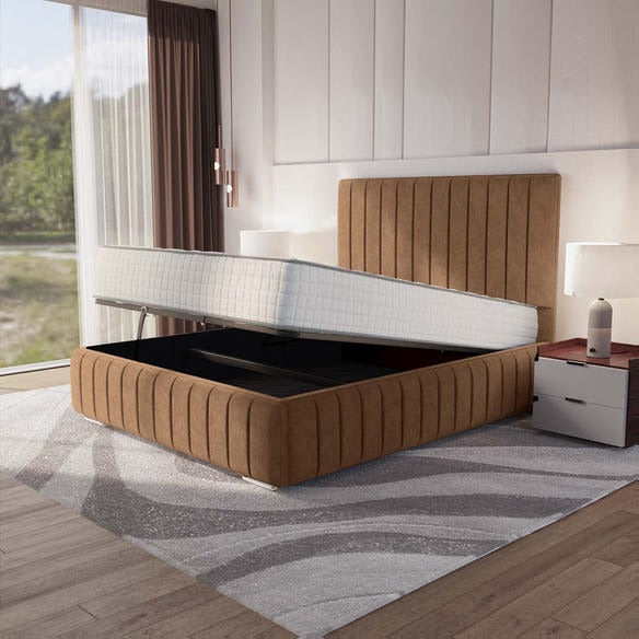 Milan Upholstered Ottoman Bed - Mink Naples