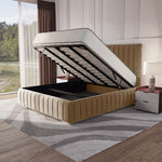 Milan Upholstered Ottoman Bed - Mink Plush Velvet