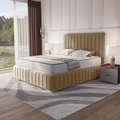 Milan Upholstered Ottoman Bed - Mink Plush Velvet