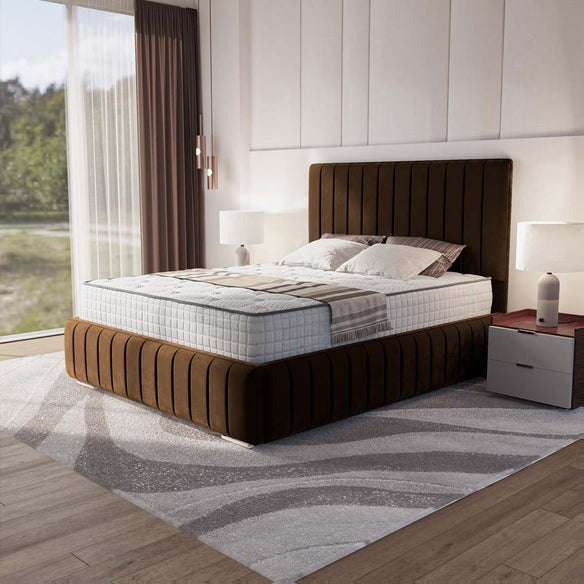 Milan Upholstered Ottoman Bed - Mocca Plush Velvet