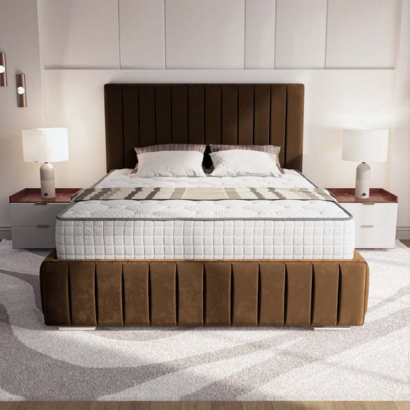 Milan Upholstered Ottoman Bed - Mocca Plush Velvet