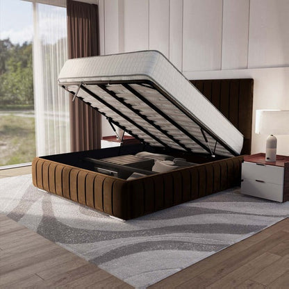 Milan Upholstered Ottoman Bed - Mocca Plush Velvet