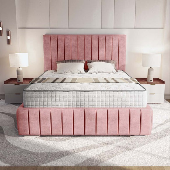 Milan Upholstered Ottoman Bed - Pink Coniston