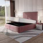 Milan Upholstered Ottoman Bed - Pink Plush Velvet