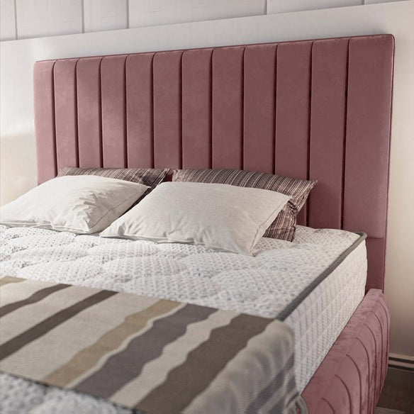 Milan Upholstered Ottoman Bed - Pink Plush Velvet