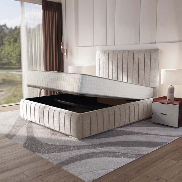 Milan Upholstered Ottoman Bed - Seal Grey Naples