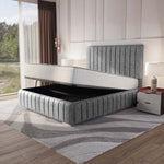 Milan Upholstered Ottoman Bed - Silver Chenille