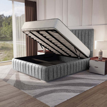 Milan Upholstered Ottoman Bed - Silver Chenille