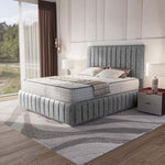 Milan Upholstered Ottoman Bed - Silver Chenille